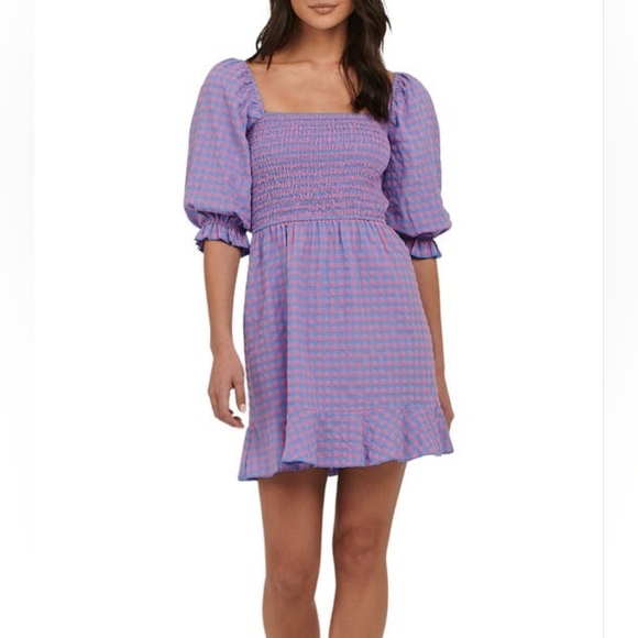 CHARLIE HOLIDAYElena Gingham Cotton Minidress - Picture 1 of 5
